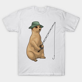 Meerkat Fishing Fisher Fishing rod T-Shirt